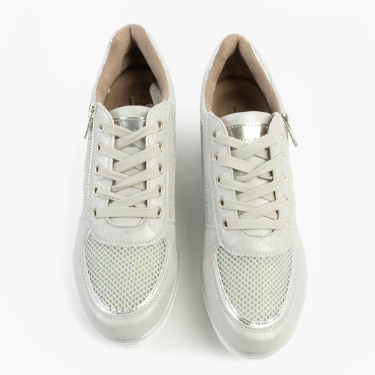Cipriata JONE Womens Lace / Zip Trainers Silver Metallic