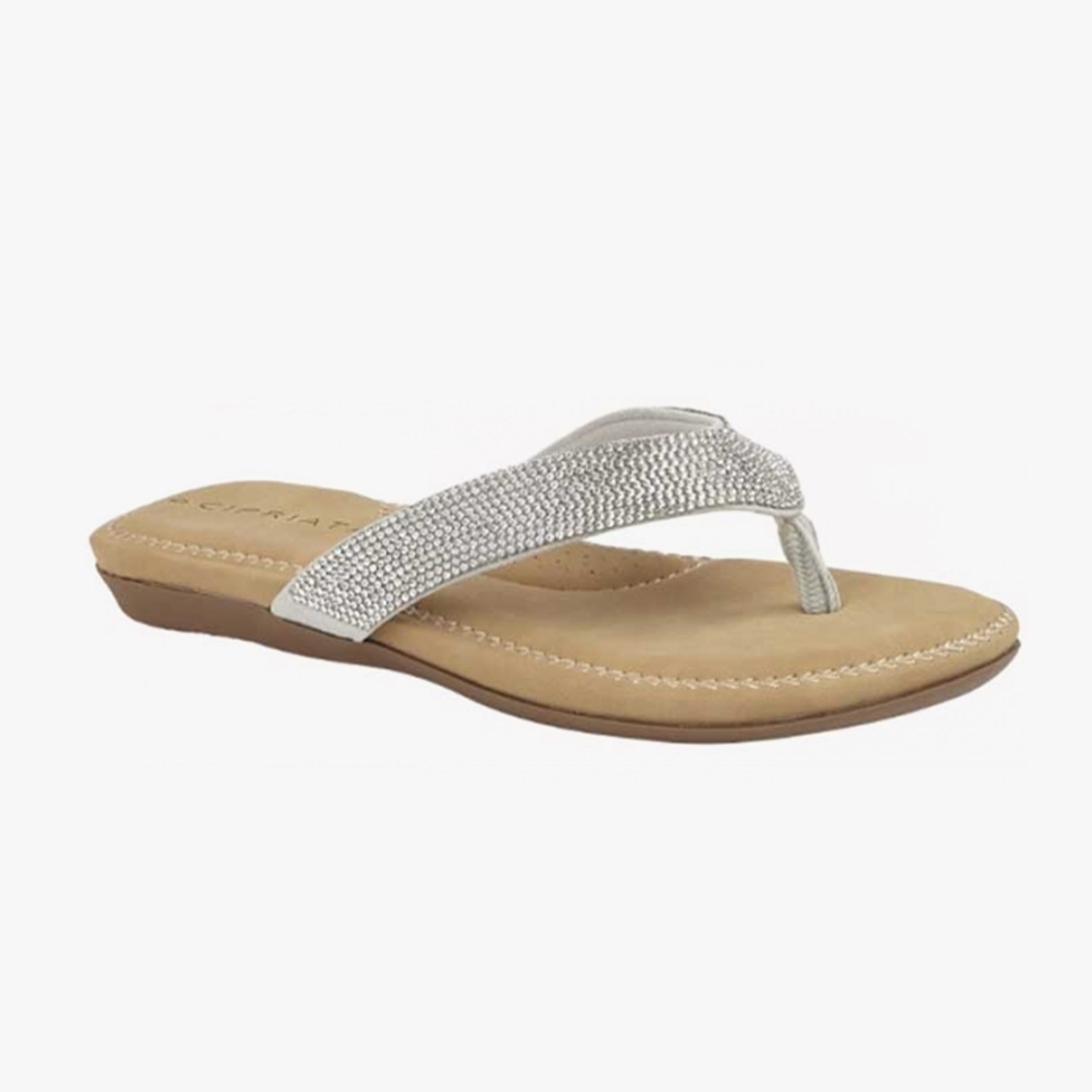 Cipriata ALCEE Womens Diamante Toe Post Sandals Silver