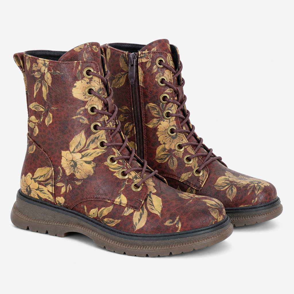 Cipriata AMBRETTA Womens Ankle Boots Burgundy Multi Floral