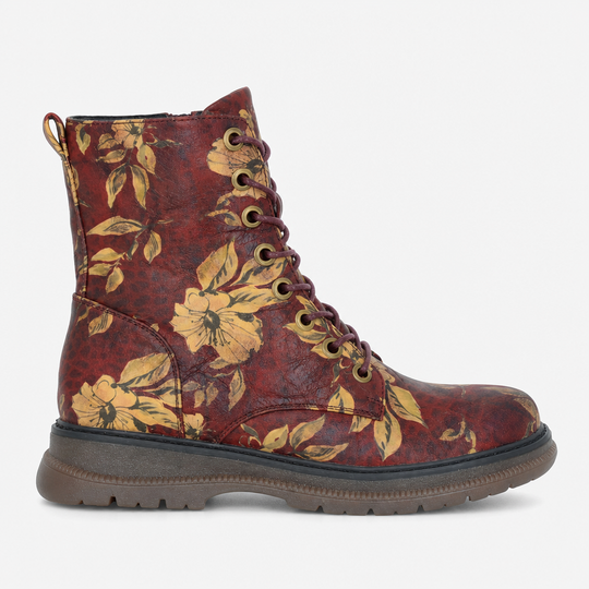 Cipriata AMBRETTA Womens Ankle Boots Burgundy Multi Floral