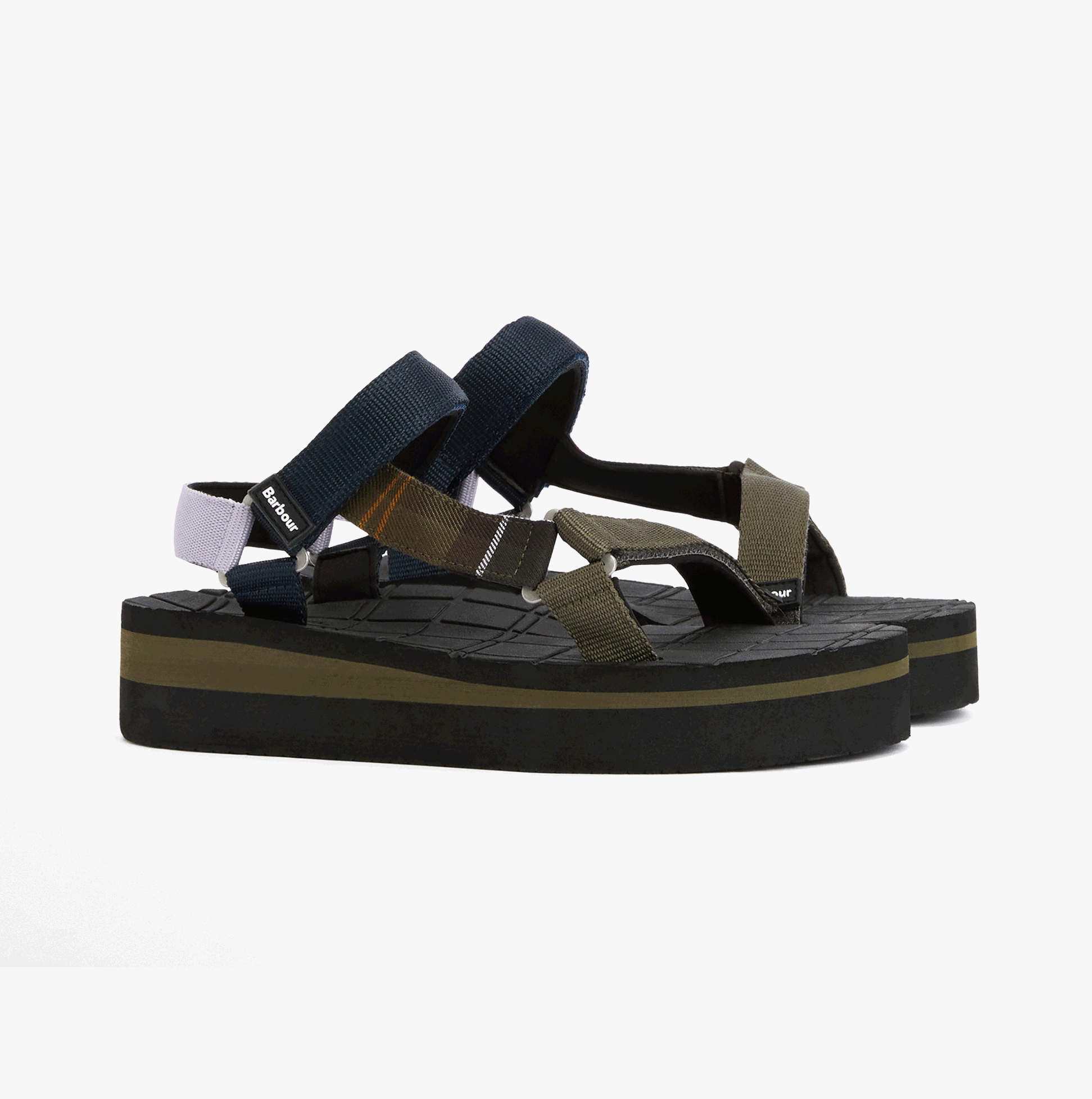 Barbour MILA Womens Ankle Strap Sandals Olive/Navy/Classic Tartan