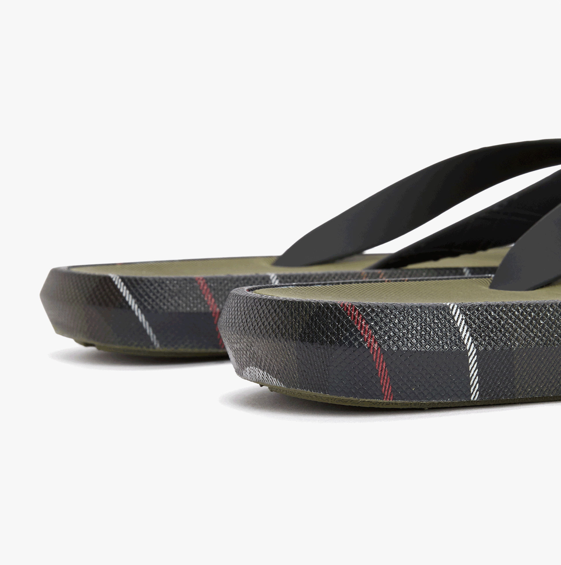 Barbour OAKDALE Mens Toe-Post Sandals Olive/Classic Tartan