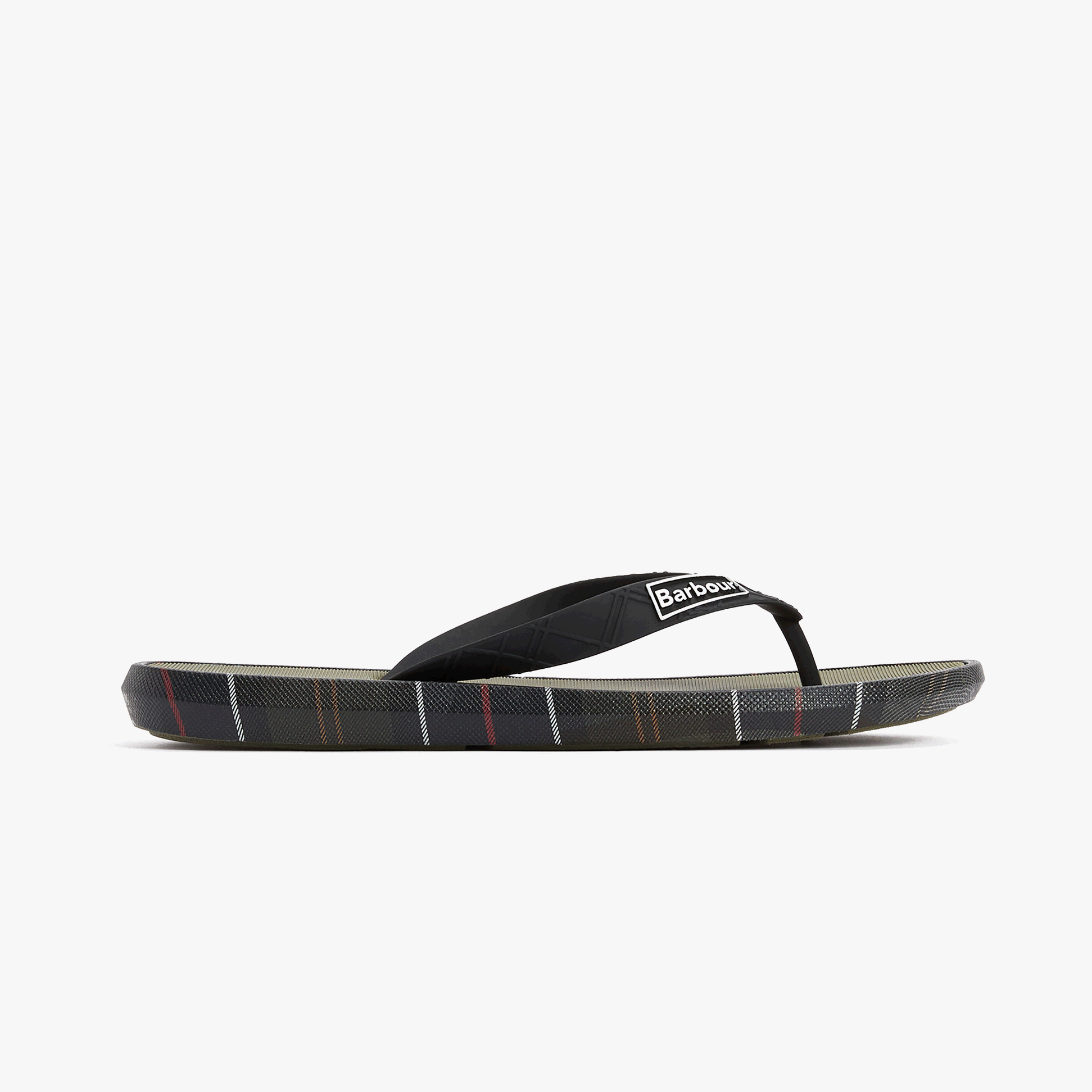 Barbour OAKDALE Mens Toe-Post Sandals Olive/Classic Tartan