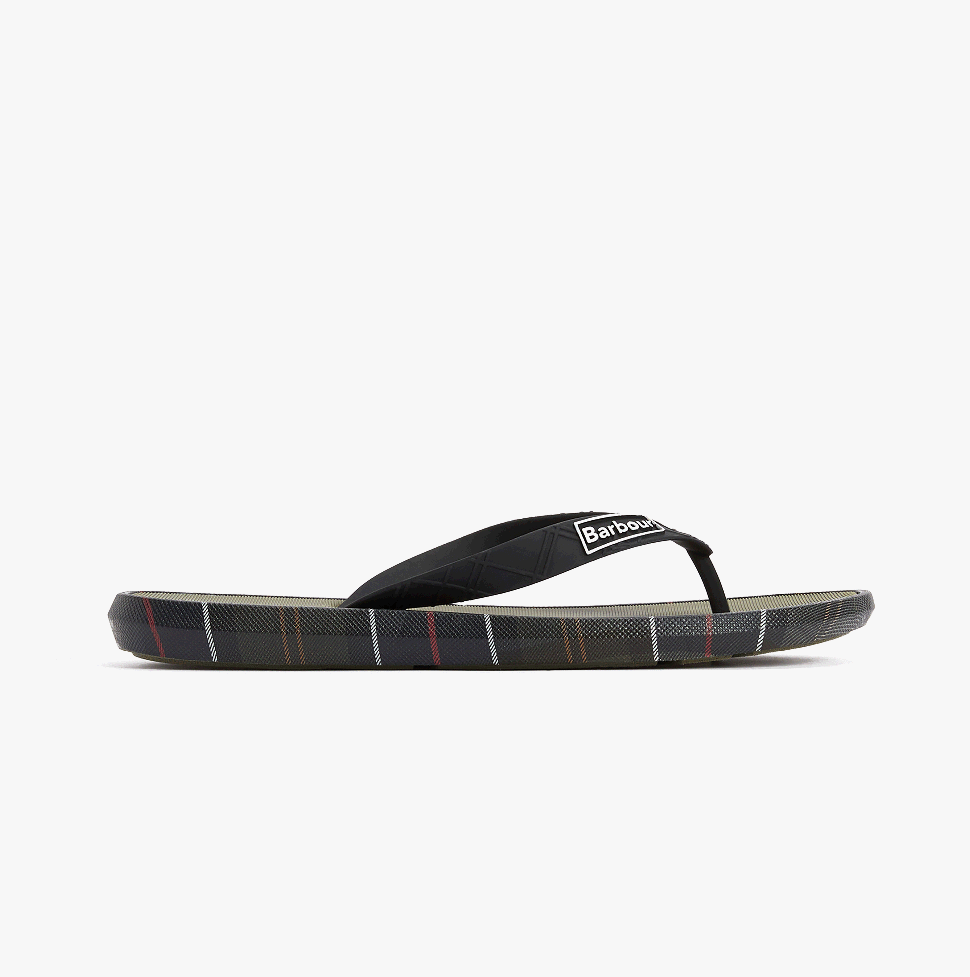 Barbour OAKDALE Mens Toe-Post Sandals Olive/Classic Tartan