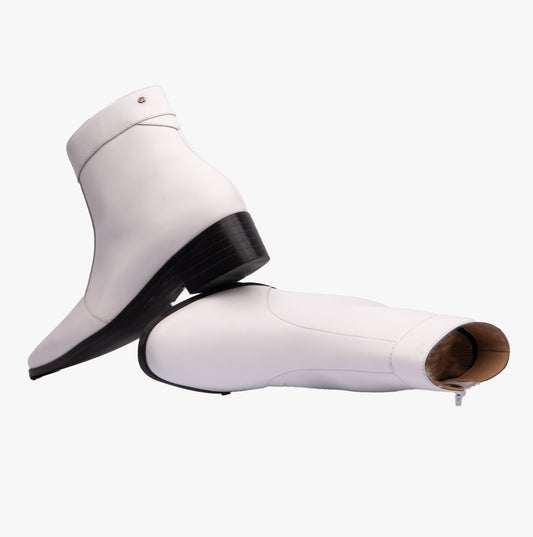 Club Cubano  CAESAR Mens Cuban Heel Boots White
