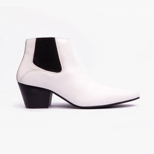 Club Cubano McCARTNEY Mens Cuban Heel Boots White Leather