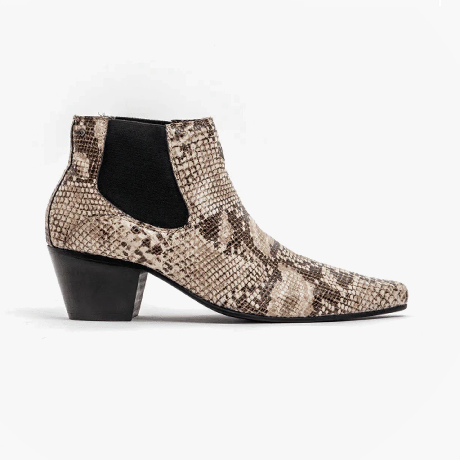 Club Cubano McCARTNEY Mens Leather Winklepicker Cuban Heel Boots Python