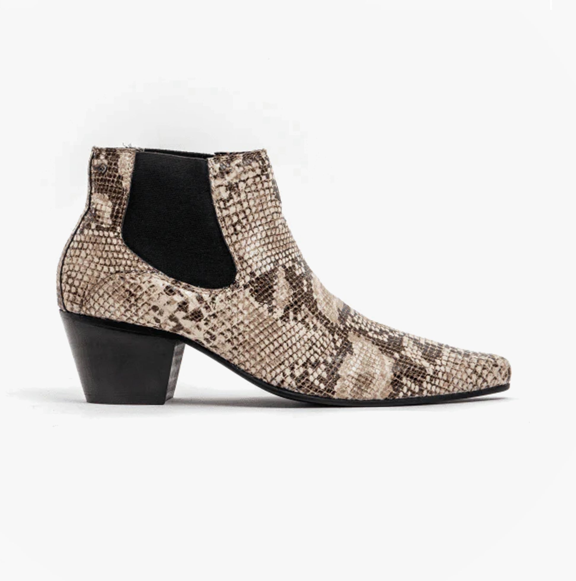 Club Cubano McCARTNEY Mens Leather Winklepicker Cuban Heel Boots Python