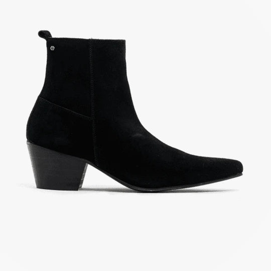 Club Cubano LENNON Mens Suede Winklepicker Cuban Heel Boots Black