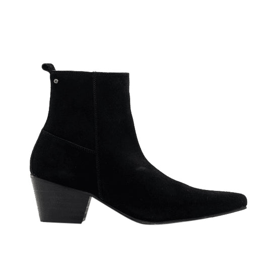Club Cubano LENNON Mens Suede Winklepicker Cuban Heel Boots Black