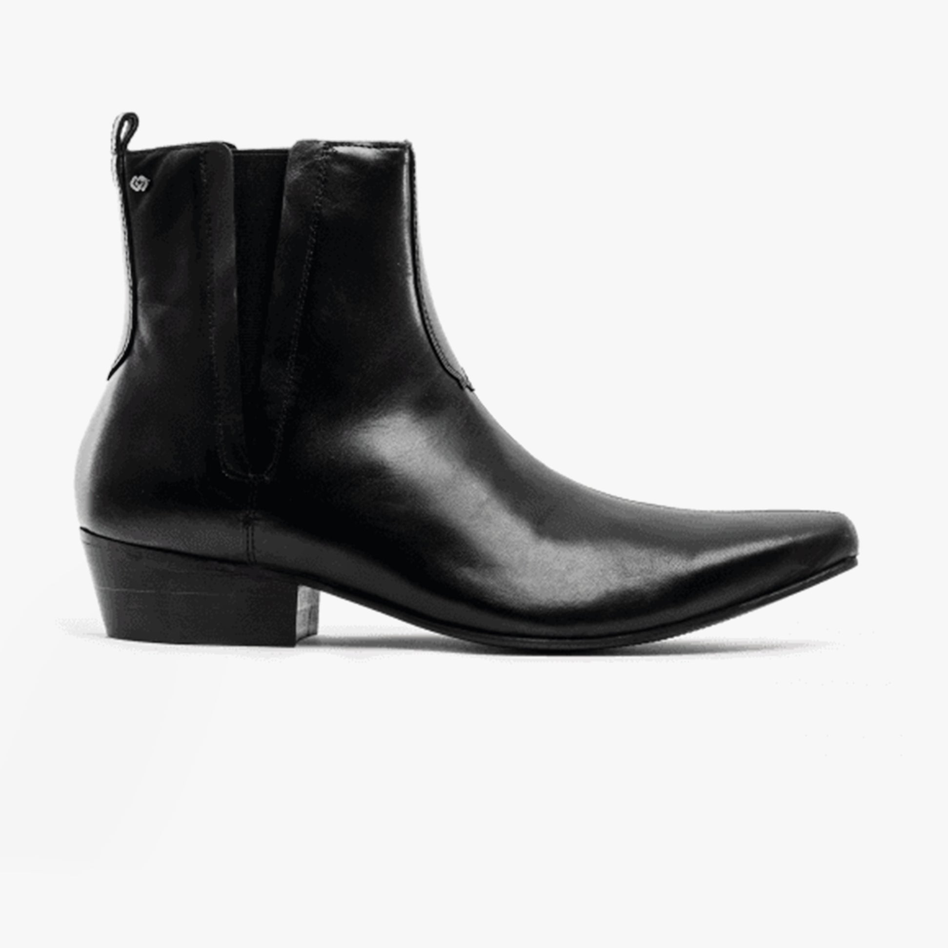 Club Cubano BRUNO Mens Leather Cuban Heel Pointed Boots Black