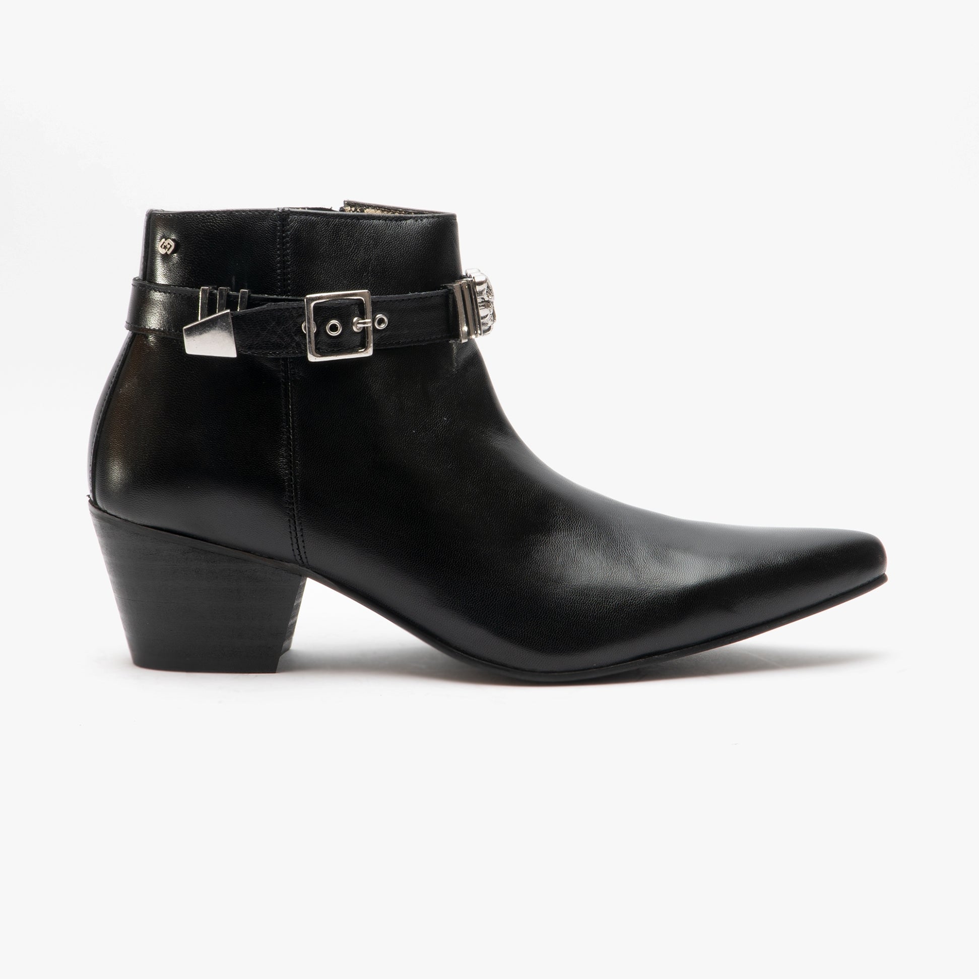 Club Cubano PAVEL Mens Leather Winklepicker Cuban Heel Boots Black