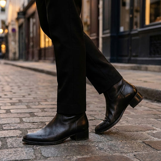 Club Cubano VALENTE Mens Leather Cuban Heel Boots Black