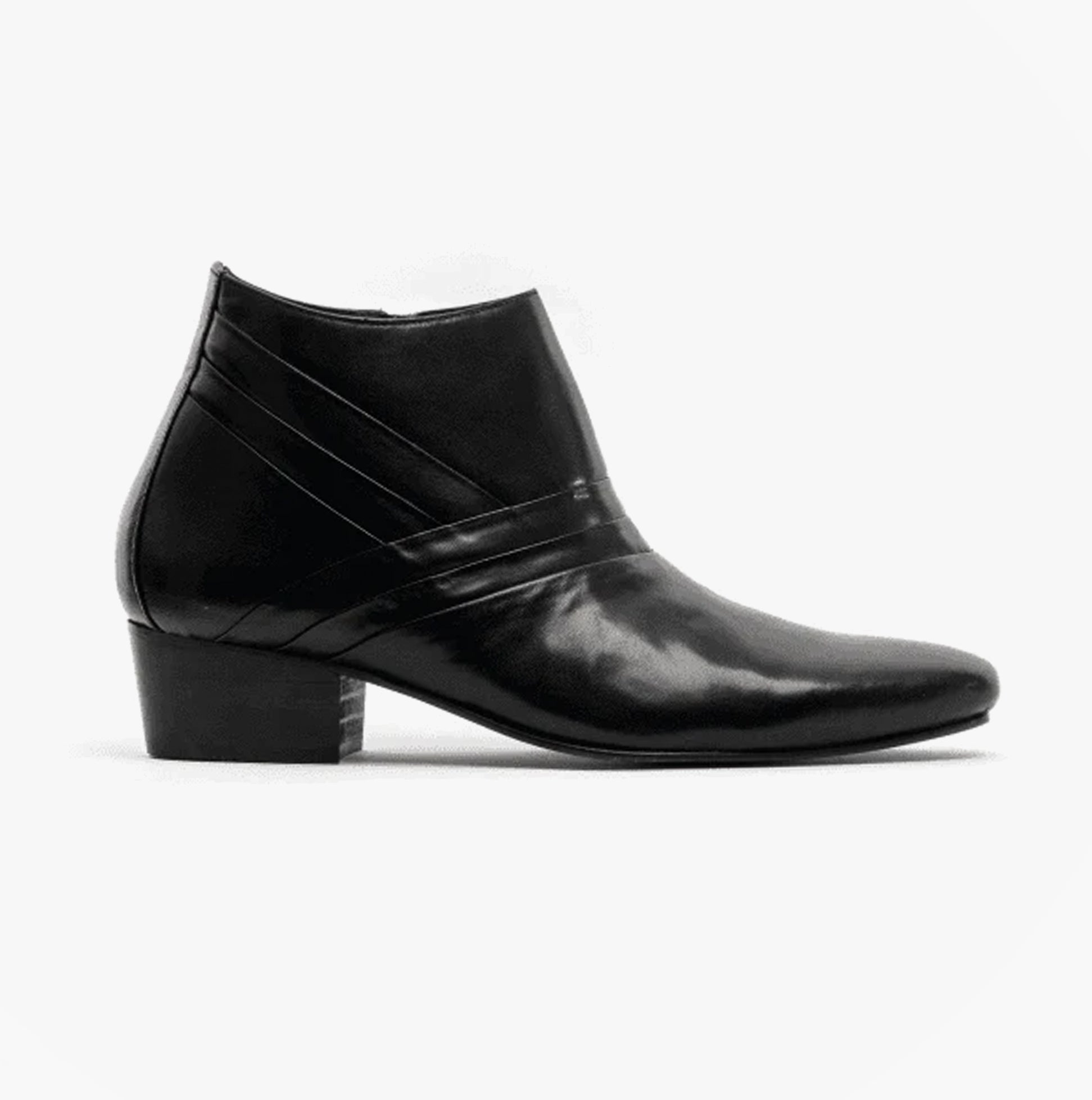 Club Cubano LUIGI Mens Leather Cuban Heel Shoes Black