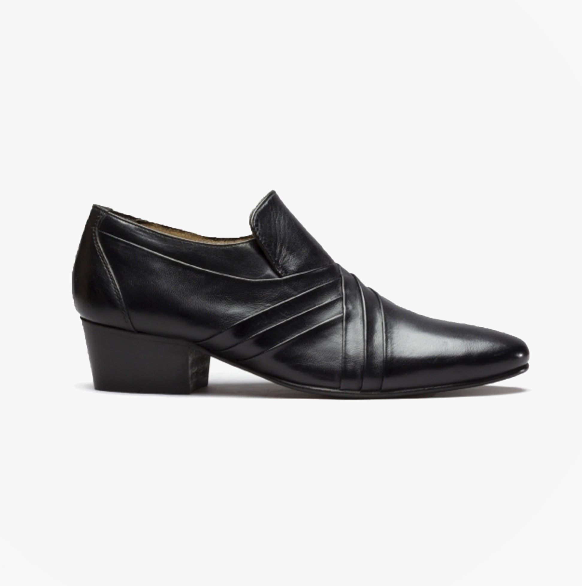 Club Cubano LUIGI Mens Leather Cuban Heel Shoes Black