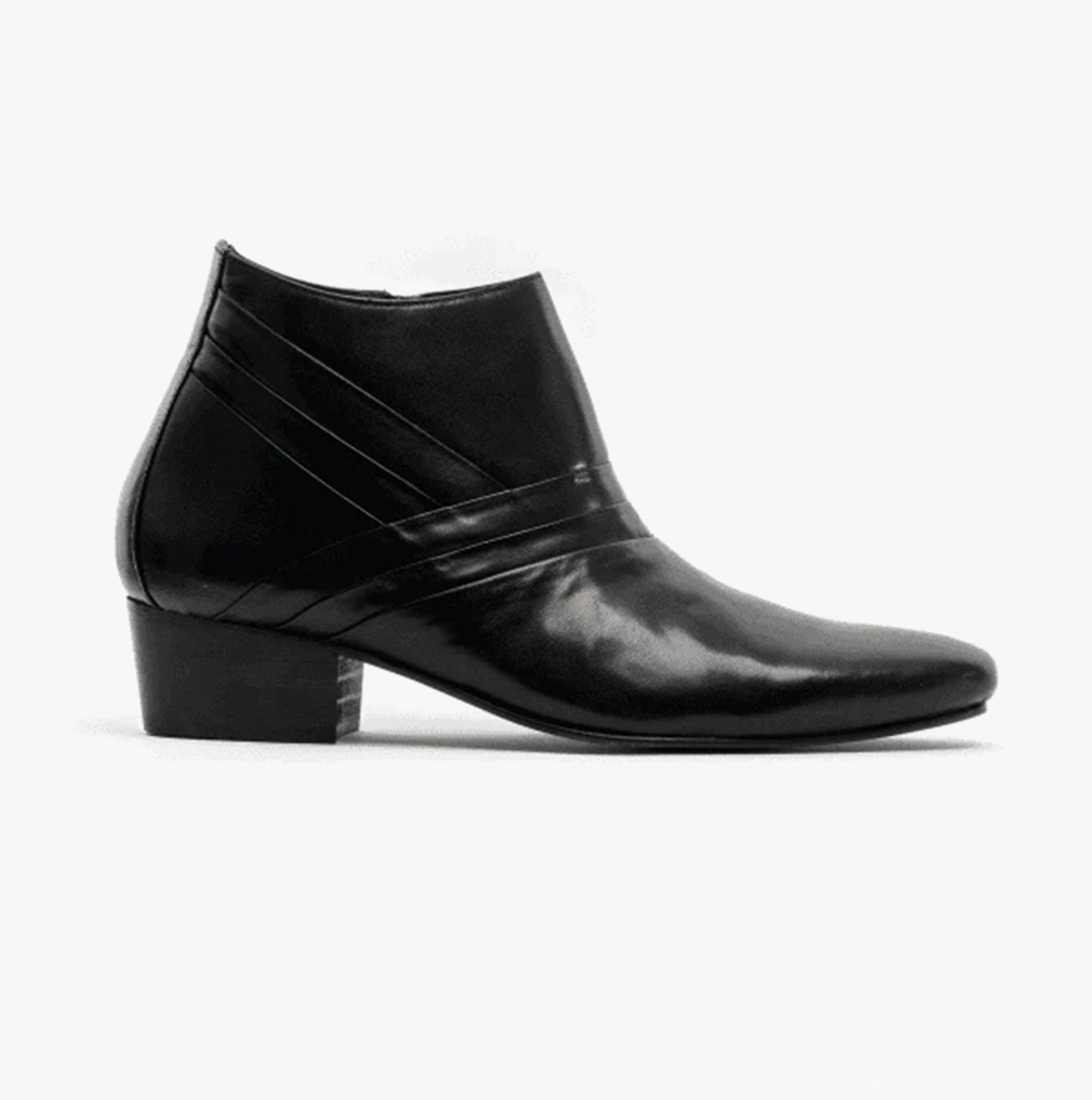 Club Cubano MARIO Mens Leather Cuban Heel Boots Black