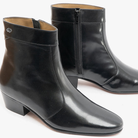 Club Cubano CAESAR Mens Leather Cuban Heel Boots Black