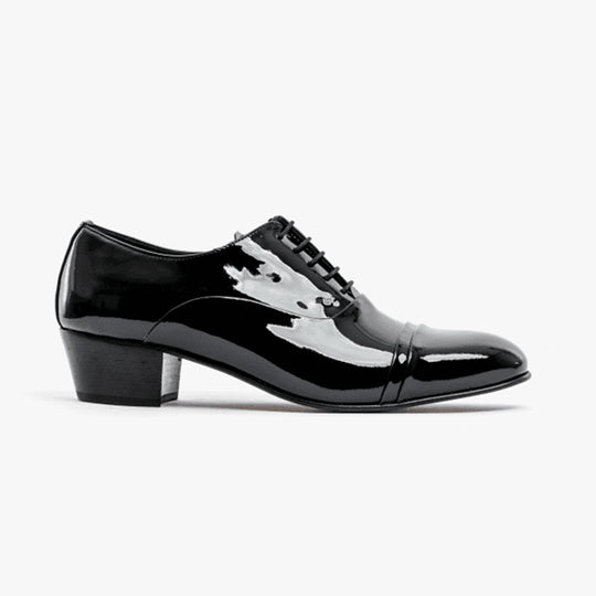 Club Cubano CORDOBA Mens Patent Leather Lace Up Cuban Heel Oxford Shoes Black