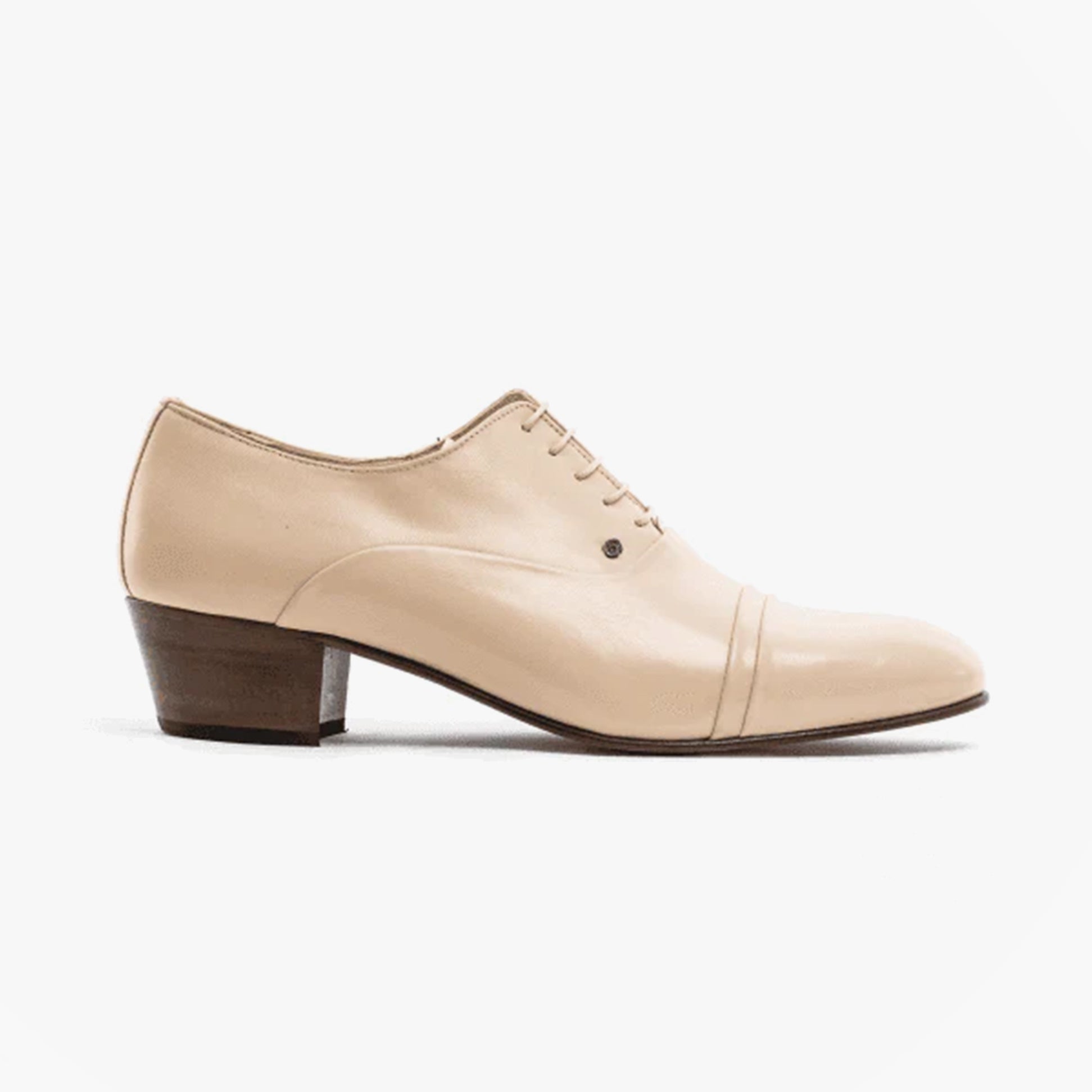 Club Cubano CORDOBA Mens Soft Leather Lace Up Cuban Heel Oxford Shoes Ivory