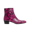 Club Cubano EMMANUEL Mens Snakeprint Leather Cuban Heel Boots Neon Magenta
