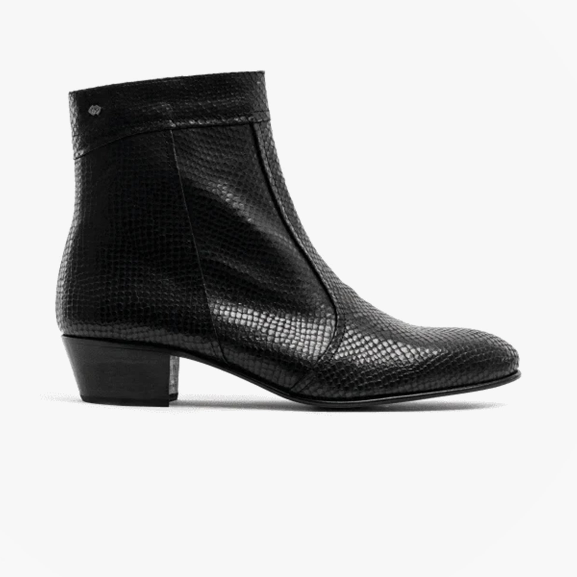 Club Cubano EMMANUEL Mens Snakeprint Leather Cuban Heel Boots Vison