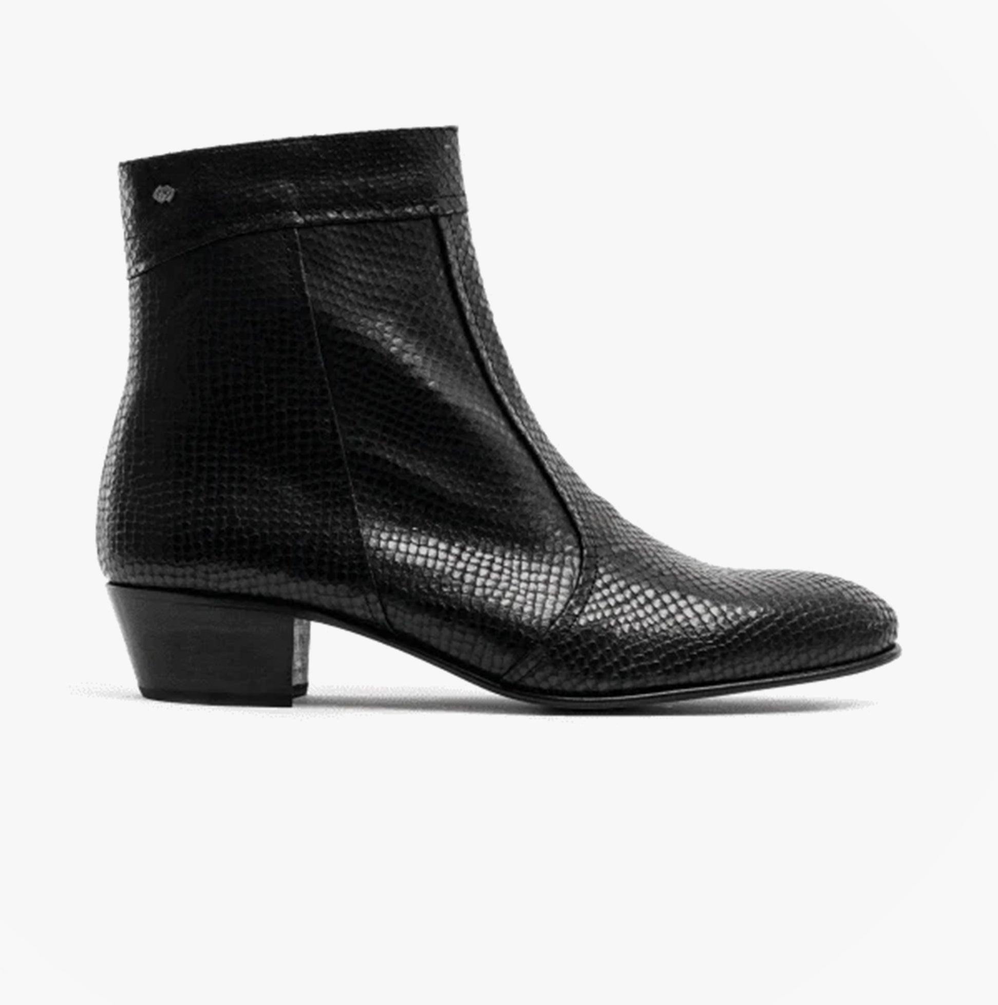 Club Cubano EMMANUEL Mens Snakeprint Leather Cuban Heel Boots Vison