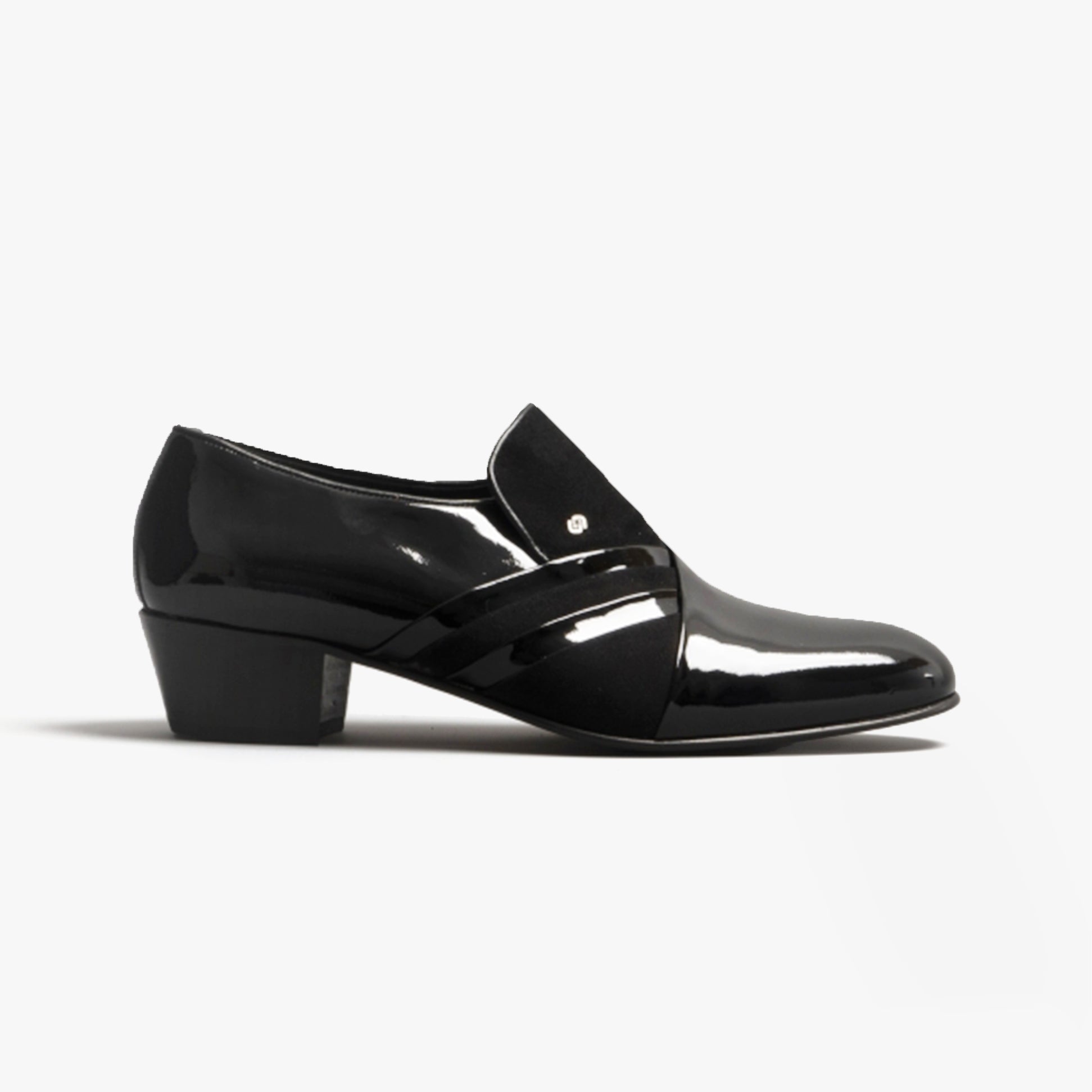 Club Cubano PABLO Mens Patent Leather Cuban Heel Shoes Black