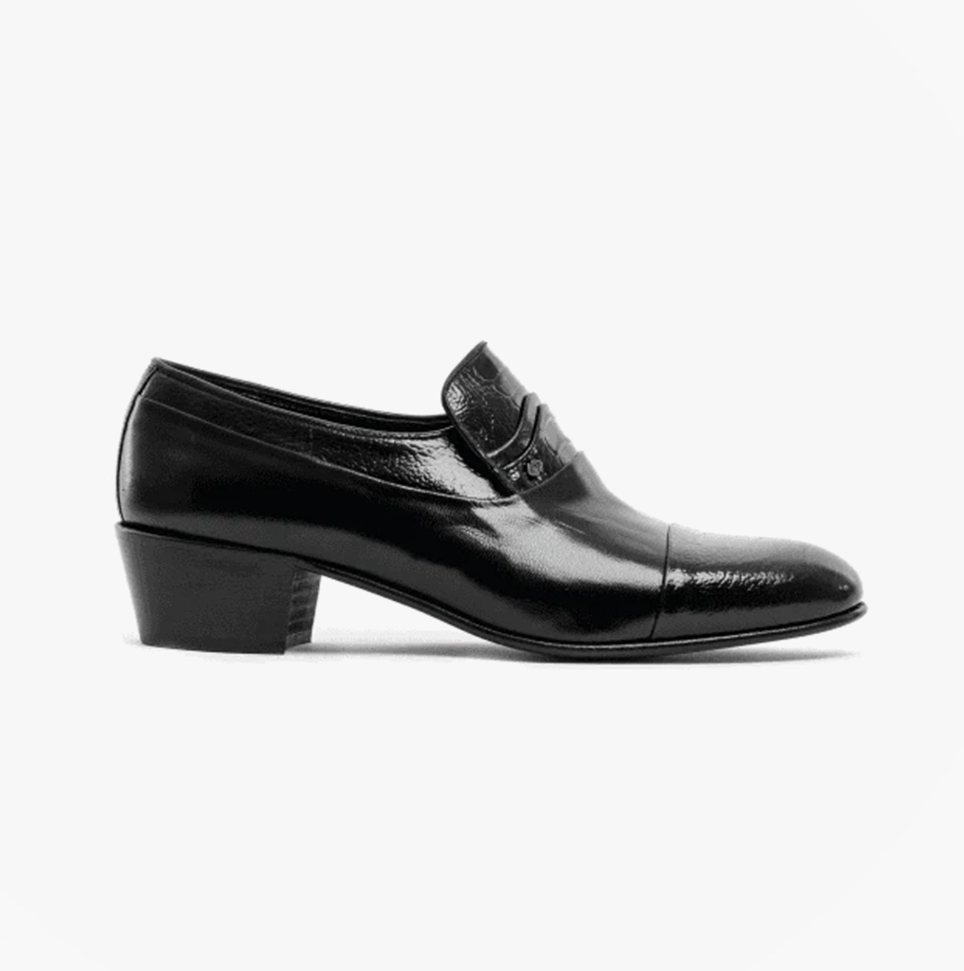 Club Cubano VALENCIA Mens Soft Leather Reptile Cuban Heel Shoes Black