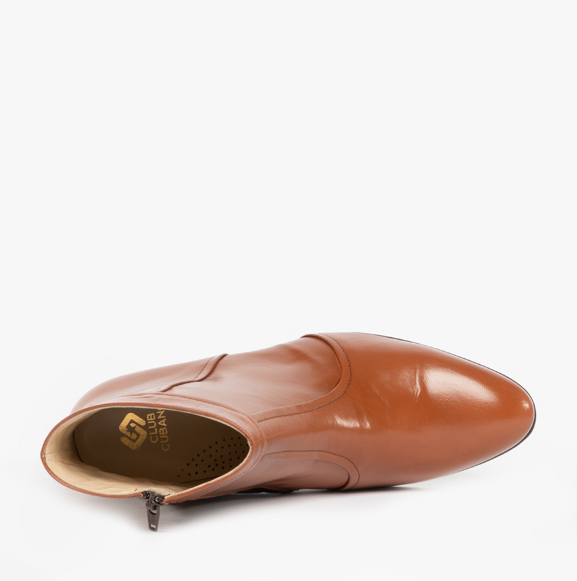 Club Cubano EMMANUEL Mens Smooth Leather Cuban Heel Boots Cognac