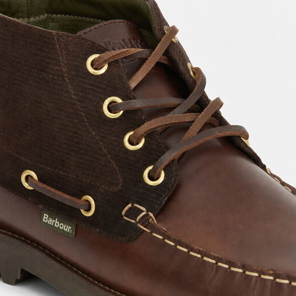 Barbour HARLE MID Mens Chukka Boots Dark Brown/Cord
