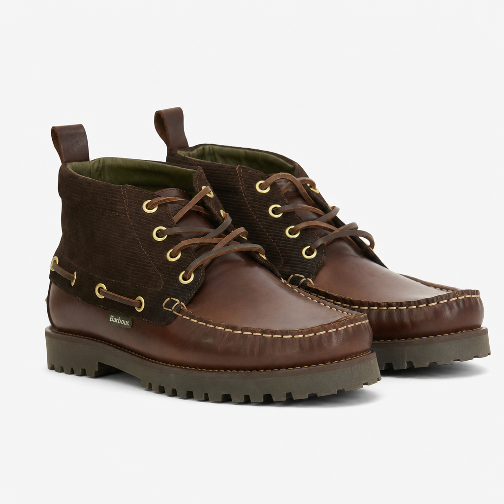 Barbour HARLE MID Mens Chukka Boots Dark Brown/Cord
