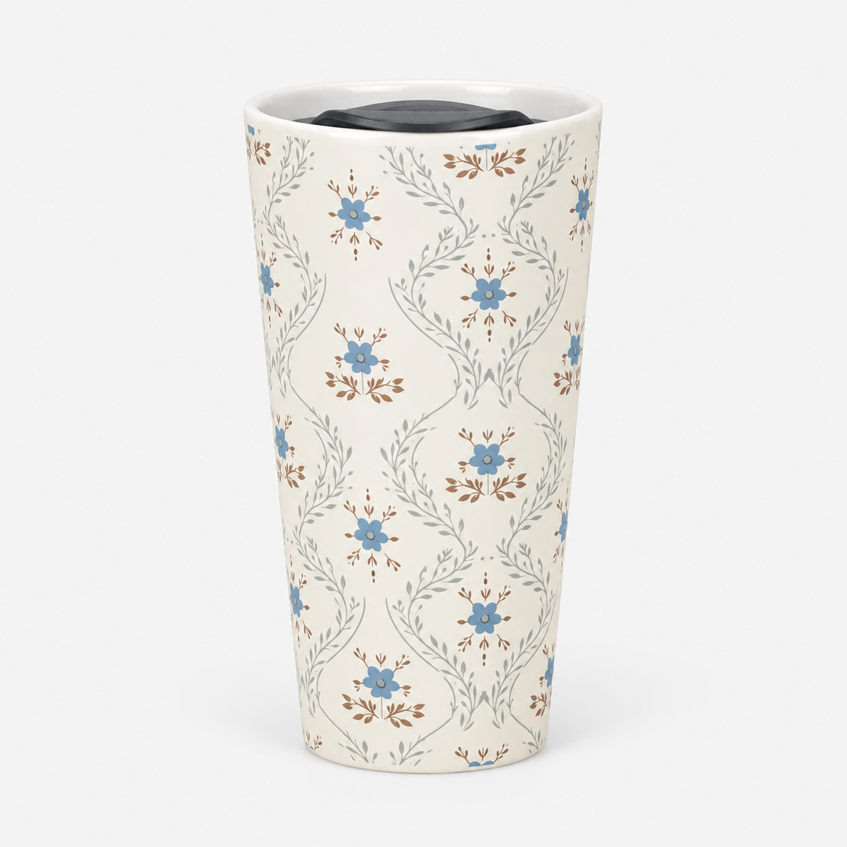 Totes Toasties CERAMIC TRAVEL MUG & EARMUFF SET Womens Earmuffs Blue Floral / Cream