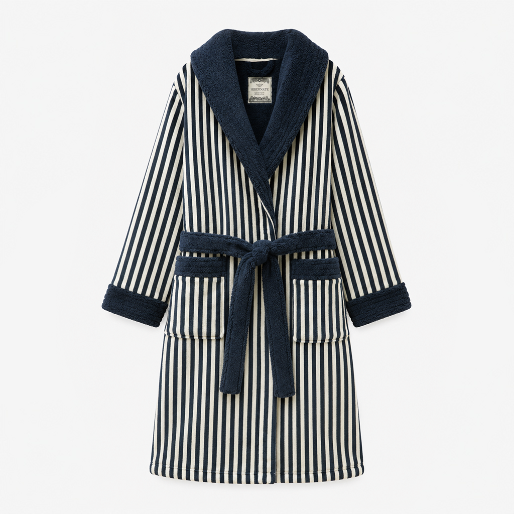 Joules V63813 MATILDA Ladies Robe Navy/Cream Stripe Womens Bathrobe Navy/Cream Stripe