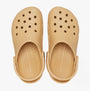 Crocs 10001-209 CLASSIC Unisex Clogs Wheat top view showcasing lightweight, breathable design with round toe and slip-on style.