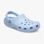 Crocs 10001-4NS CLASSIC Womens Clogs Blue Calcite side view showcasing lightweight, breathable design.