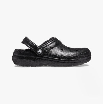 Crocs 205842-001 CLASSIC GLITTER LINED Womens Clogs Black