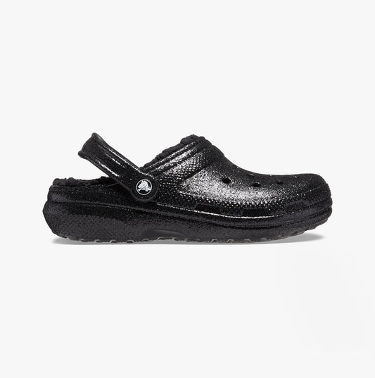 Crocs 205842-001 CLASSIC GLITTER LINED Womens Clogs Black