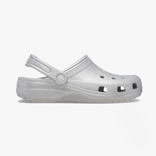 Crocs 205942-0IC CLASSIC GLITTER LINED Womens Clogs Silver Glitter