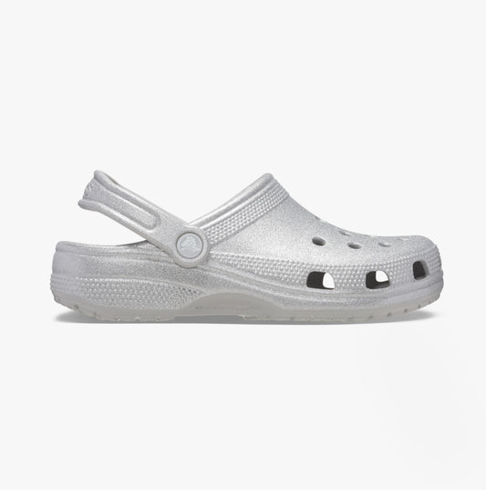 205942-0IC CLASSIC GLITTER LINED Womens Clogs Silver Glitter