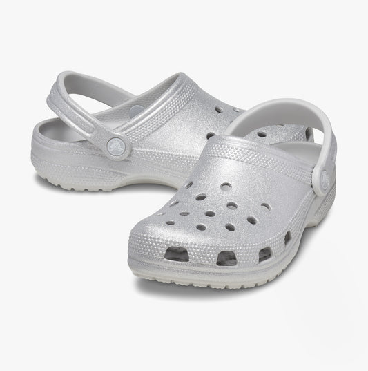 205942-0IC CLASSIC GLITTER LINED Womens Clogs Silver Glitter