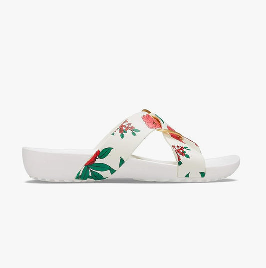Crocs 206434-97E SERENA PRINTED CROSSBAND Womens Sandals Floral/White