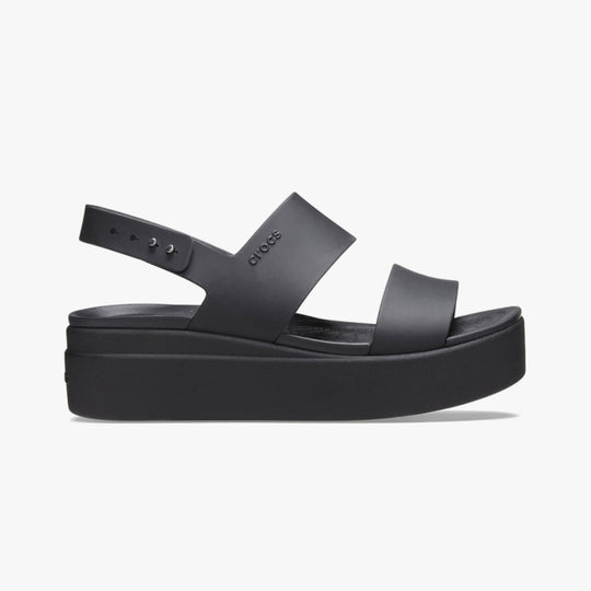 Crocs 206453-060 BROOKLYN LOW WEDGE Womens Sandals Black