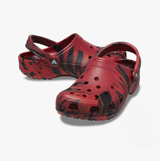 Crocs 206867-6EO CLASSIC MARBLED Womens Clogs Pepper/Black