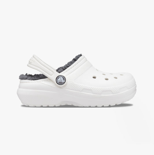 Crocs 207010-10M CLASSIC LINED Kids Clogs White/Grey
