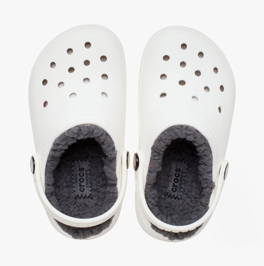 Crocs 207010-10M CLASSIC LINED Kids Clogs White/Grey