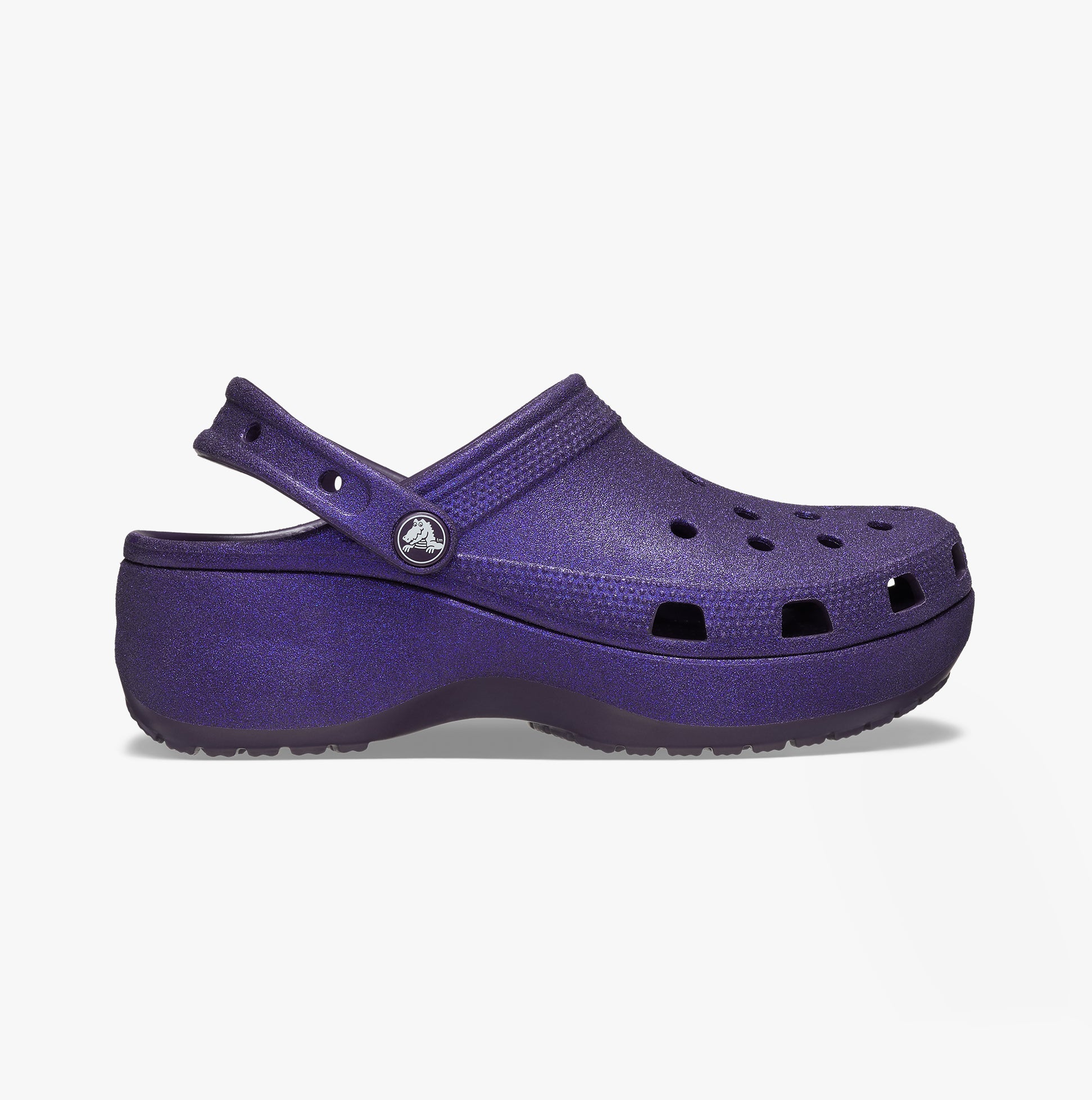 Crocs 207241-5AS CLASSIC PLATFORM GLITTER Womens Clogs Dark Iris