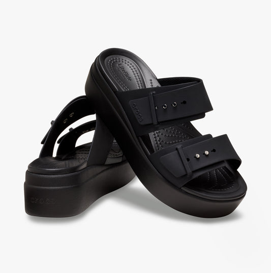 207431-001 BROOKLYN BUCKLE LOW WEDGE Womens Sandals Black