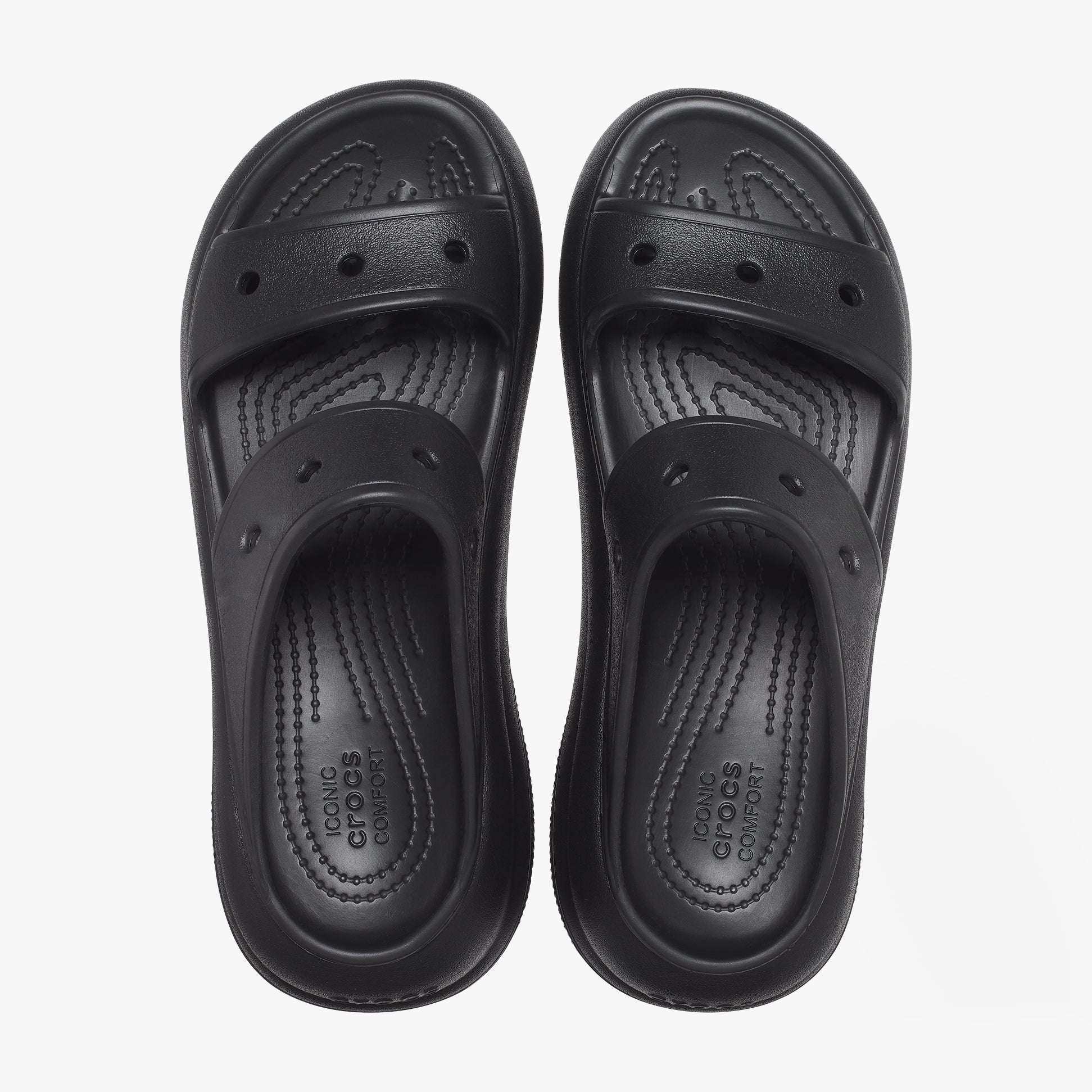Crocs 207670-001 CRUSH SANDAL Womens Platform Sliders Black