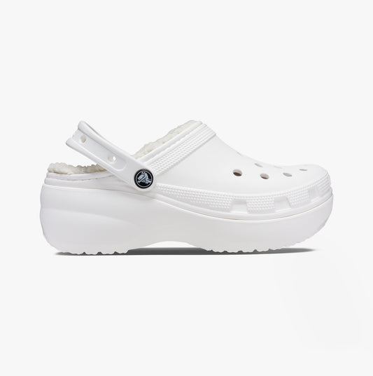 Crocs 207938-100 CLASSIC PLATFORM LINED Womens Clogs White