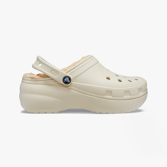 Crocs 207938-2Y2 CLASSIC PLATFORM LINED Womens Clogs Bone